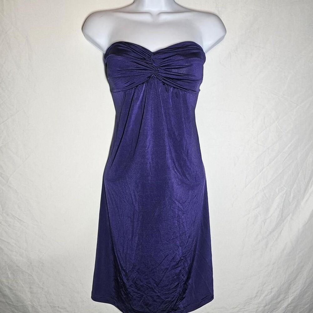 royal purple strapless vintage y2k 2000s mini dress